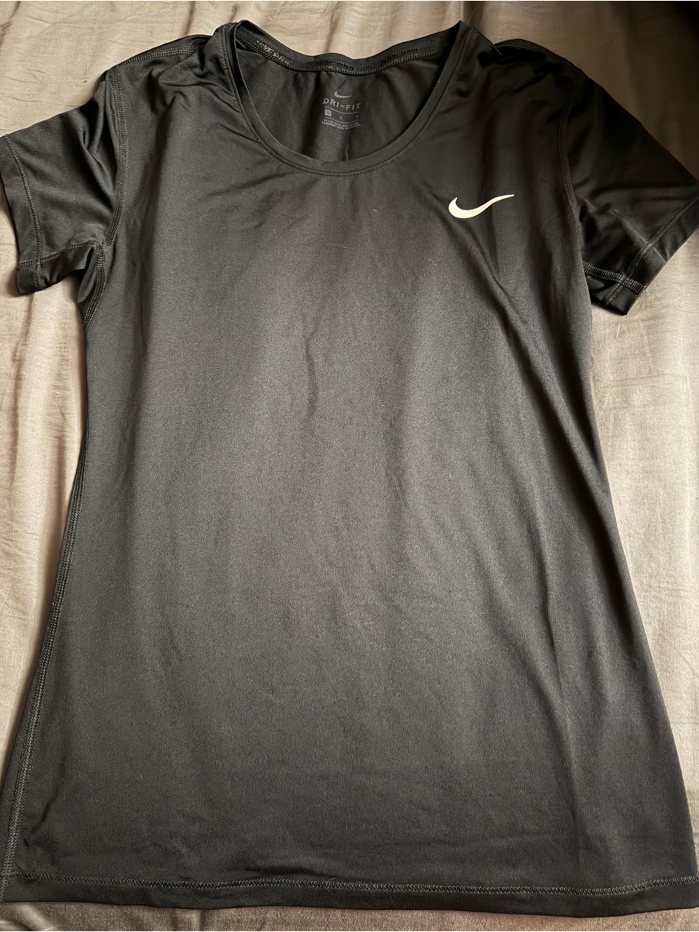 Nike Black Women's Short Sleeve Performance Tee with White Swoosh